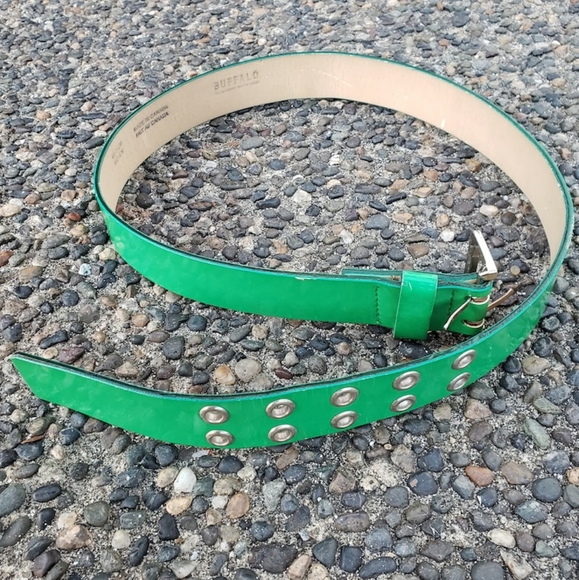 Double Grommit Kelly Green Punk Rock Style Vintage Buffalo Jeans Belt - Picture 3 of 8